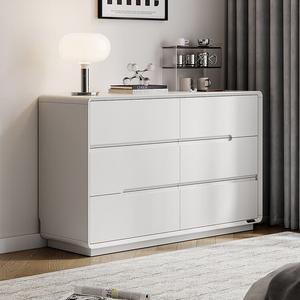 Quanu Комод 120х40х80 см для спальни и гостиной из дерева, 6 ящиков, серо-белый