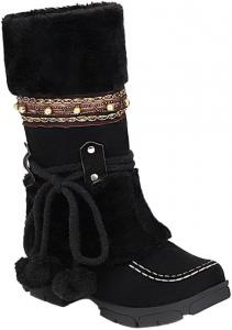 Женские зимние сапоги с теплой меховой подкладкой, сапоги до середины икры, уличная обувь, удобные туфли для женщин HCHCTRY, Black