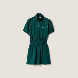 Мини-платье из технического джерси MIU MIU, зеленый