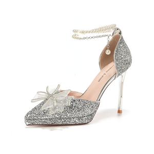 WEISHIBANGWEI Серебряные туфли на шпильке для женщин, цвет Silver