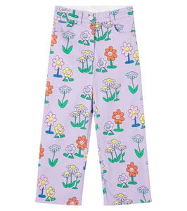 Брюки из габардина с цветочным принтом и хлопком в составе Stella McCartney Kids, Viola/Multicolor