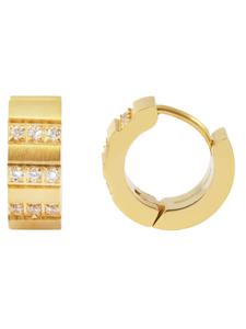 Adeliás Женские серьги - серьги-кольца на шарнирах из нержавеющей стали с золотыми стразами