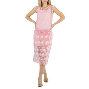 Burberry Женское платье из тюля с вышивкой кружева Chantilly без рукавов, белый