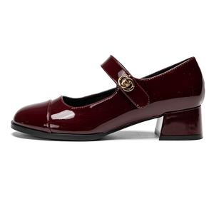 EXULL Q Блок каблук Мэри Джейн туфли 4 см женские красные, цвет Red