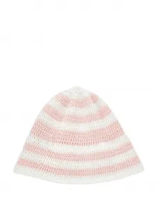 Полосатая шапка бини в технике кроше Philosophy Di Lorenzo Serafini Kids, белый