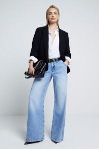 Свободный пиджак с закатанными рукавами River Island, черный