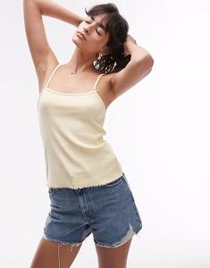 Топ Tommy Jeans с бретелями в рубчик лимонно-желтого цвета