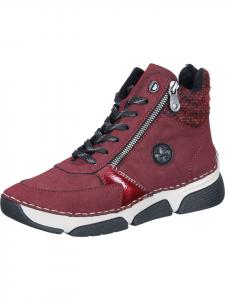 Ботильоны на шнуровке в бордовом/красном/красно-черном/черном цветах rieker