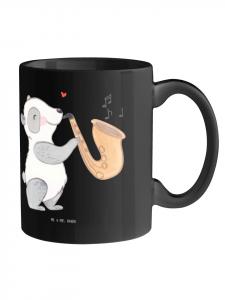 Кружка Саксофон с надписью Любовь в черном цвете Mr. & Mrs. Panda