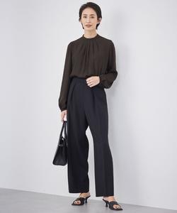 Атласная блузка Amunzen с высоким воротником и спинкой