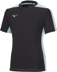 Детская футбольная форма Mizuno P2MAA046, футболка с коротким рукавом из материала Solar Cut, с коротким рукавом, черный/бирюзовый