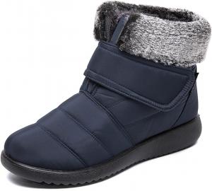 Женские зимние теплые снегоступы с утеплителем из меха, легкие, с нескользящей подошвой, на липучке, с регулировкой ремешка, ботильоны EGGDK, Blue