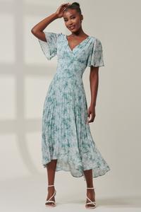 Платье макси Chelsea из плиссированного шифона с глубоким подолом Jolie Moi, синий