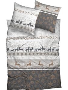 Фланелевое постельное белье белого и антрацитового цветов Casatex, 135x200 см (80x80 см)