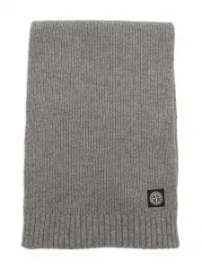 Шарф в рубчик с логотипом Stone Island Junior, серый