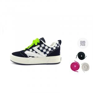 VHCK Износостойкие легкие дышащие нескользящие низкие кеды для скейтборда унисекс черно-белые в клетку с неоново-зелеными/пурпурными/белыми/черными шнурками