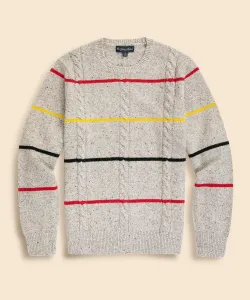 Свитер с круглым вырезом в полоску из мериносовой шерсти, Донегол