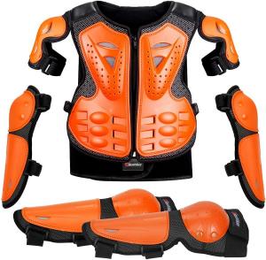Детская экипировка для мотокросса - защитный костюм для езды на мотоцикле, защита груди для мальчиков и девочек, для горного велосипеда и велоспорта SUTSU, Orange