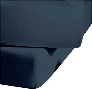 Простыня на резинке Mako сатиновая, цвет темно-синий 6544 180x200 Fleuresse