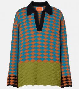 Полувер интарсия из шерсти La DoubleJ, Multicolor Blue/Camel/Military