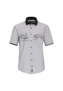 Мужская повседневная рубашка, с коротким рукавом, в полоску, повседневного кроя CASAMODA, цвет Graues Mittelblau