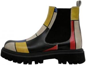 DOGO Aura - Пит Мондриан - Композиция - Веганские женские ботинки и устойчивые яркие ботильоны - Модные удобные ботинки для женщин, Multicoloured
