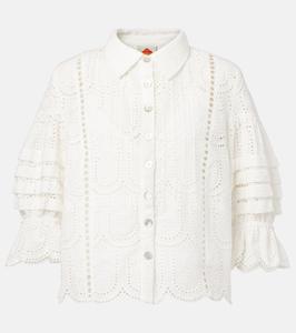 Вышитая хлопковая рубашка Farm Rio, Off-White