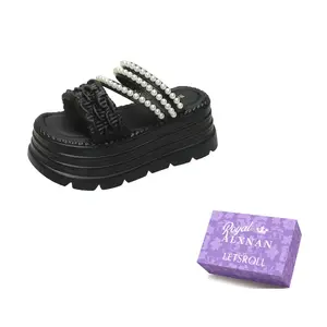 Alxnan Женские тапочки-шлёпанцы с коробкой в комплекте черные, цвет Black