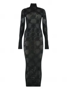 Макси-платье из кружев с цветочным узором Les Filles D'Eva, черный