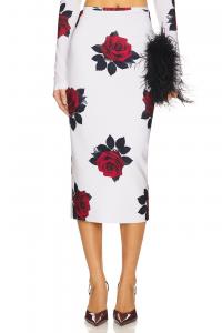 Прямая юбка Norma Kamali, red rose