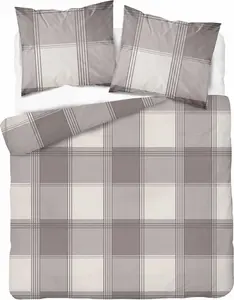 Постельное белье, фланелевое, теплое, зимнее 200х220 5627а бежевое в клетку Detexpol
