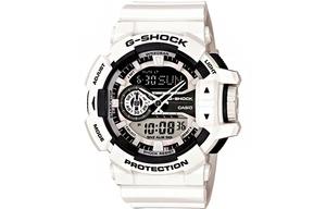 Мужские часы Casio GA-400-7ADR серии Dual Display с жидкокристаллическим и аналоговым дисплеем, 55 мм, белые