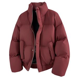 Пуховик Unisex X1617, burgundy puffer jacket