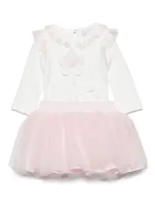 Комплект из топа и юбки с цветочной аппликацией Monnalisa, розовый