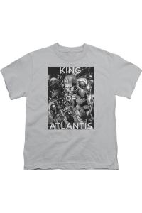 Футболка с коротким рукавом для детей "Лига справедливости Америки: Король Атлантиды" Gildan, серебряный
