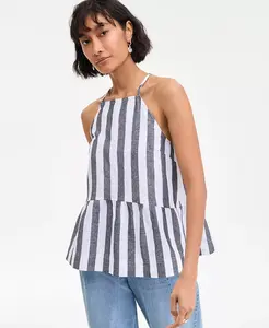 Женский топ без рукавов с вырезом-фартуком и баской On 34th, мультиколор