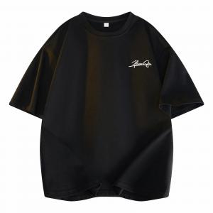 Футболка унисекс HUANQIU, черная (белая вышитая эмблема на груди Global Signature)