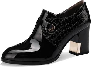 Женские ботильоны TDD из лакированной кожи, с грубым каблуком, extra широкие, высокие каблуки для платья, с теплой подкладкой, классические, удобные, модные, элегантные, каблук 7,6 см, P Schwarz