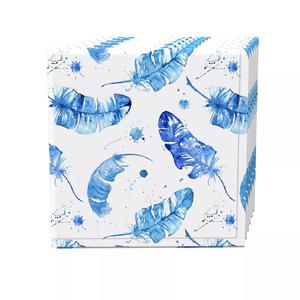 Набор салфеток, 100 % полиэстер, набор из 4 шт., 18x18 дюймов, синие акварельные перья