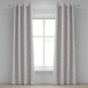 Штора на люверсах ABAKUHAUS Paris, цветочная композиция с цветущей лавандой на мягких полосках - символ города, декоративные двухпанельные шторы, 280 см x 260 см, светло-зеленый лавандовый Abakuhaus