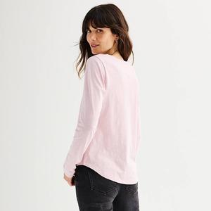 Женская футболка Sonoma Goods For Life на каждый день с длинными рукавами и v-образным вырезом, цвет Magenta Garden