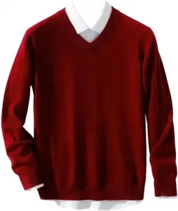 Мужской свитер из кашемира и хлопка V-образным вырезом Slim Fit