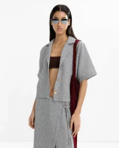 Женская струящаяся рубашка оверсайз с полосатым принтом Parfois, серый