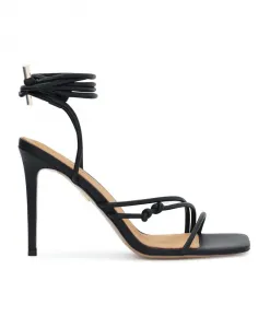 Кожаные босоножки на шнуровке с декоративными узлами Kazar, черный