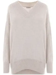 Джемпер с V-образным вырезом Brunello Cucinelli, нейтральный