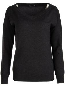 Brunello Cucinelli свитер с V-образным вырезом, серый