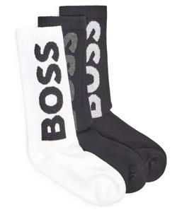 Носки мужские Boss с логотипом бренда 3 пары, белый/серый