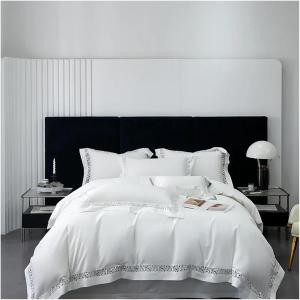 MUORREY Комплект постельного белья Pure White из египетского хлопка с ажурной вышивкой для отелей White