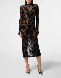 Длинное платье с открытой спиной, татуировка в виде бабочки Philipp Plein