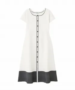 Вязаное платье с короткими рукавами и расклешенной юбкой Jill By Jill Stuart, цвет Ecru X Gray 1